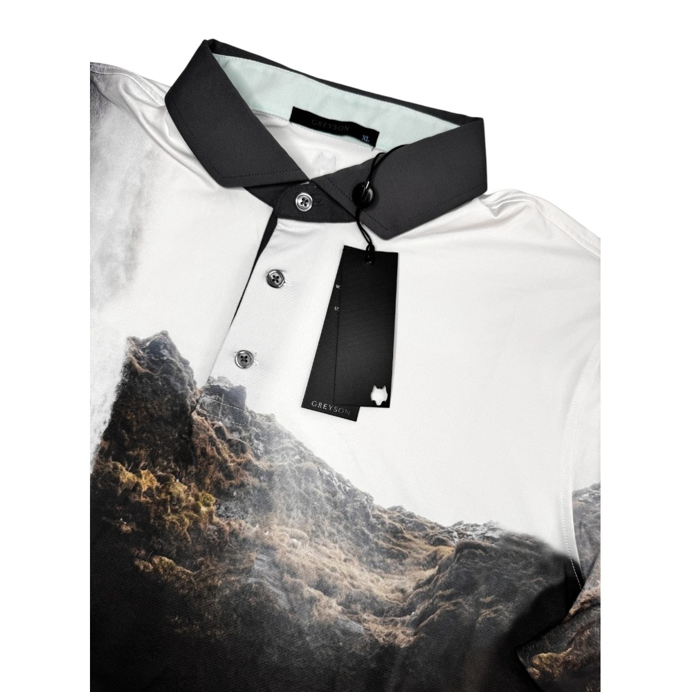 New‎ Greyson Mens XL Rocks Edge Polo Mountains Waterfall Hiker Golf Outdoors NWT